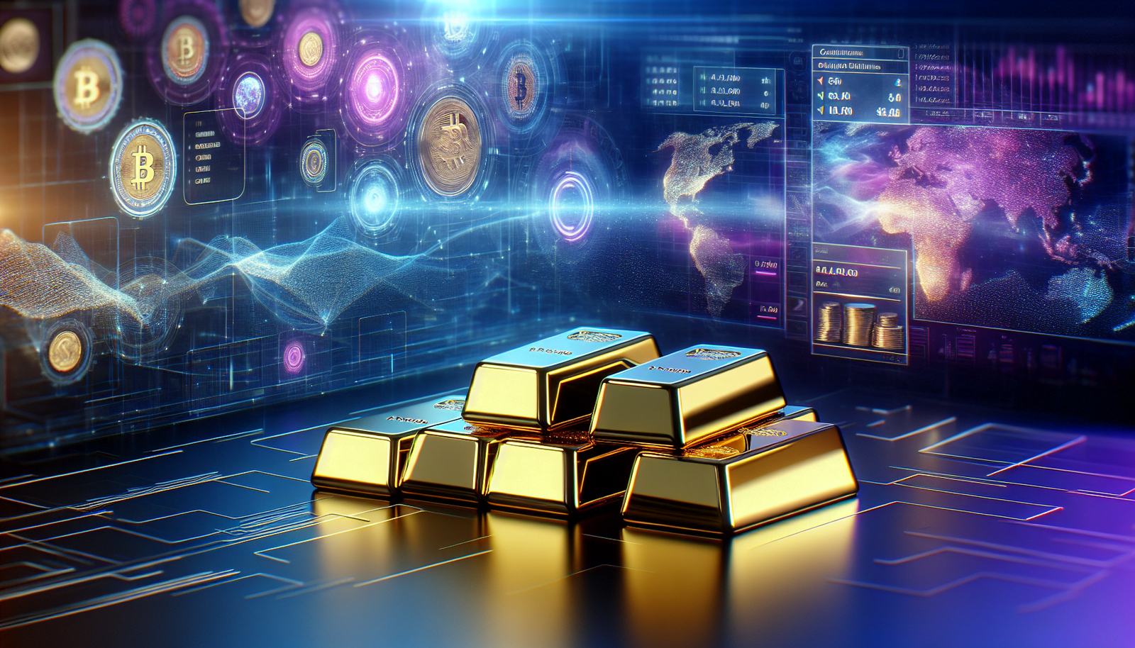 Gold bars and digital assets